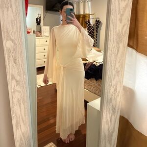 SHEIN Cream Long Sleeve Maxi Dress